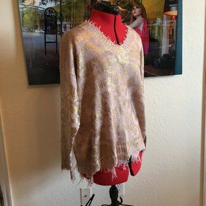 Main Strip Gold and Cream V-Neck Sweater